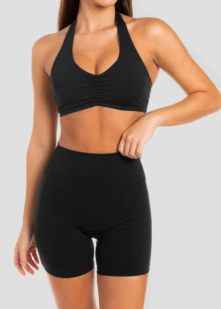 Halter Neck Cami and Shorts Active Set - Trendsi
