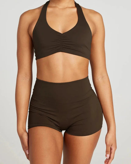 Halter Neck Cami and Shorts Active Set - Trendsi