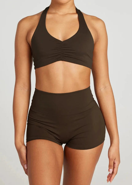 Halter Neck Cami and Shorts Active Set - Trendsi
