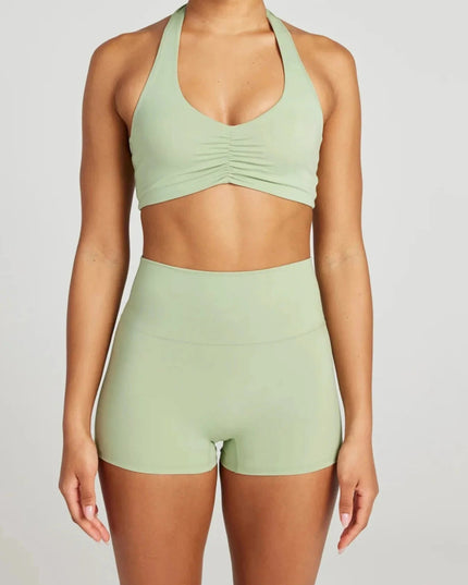 Halter Neck Cami and Shorts Active Set - Trendsi