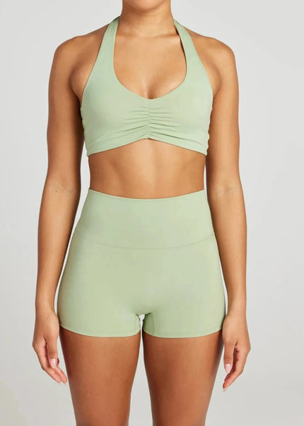 Halter Neck Cami and Shorts Active Set - Trendsi
