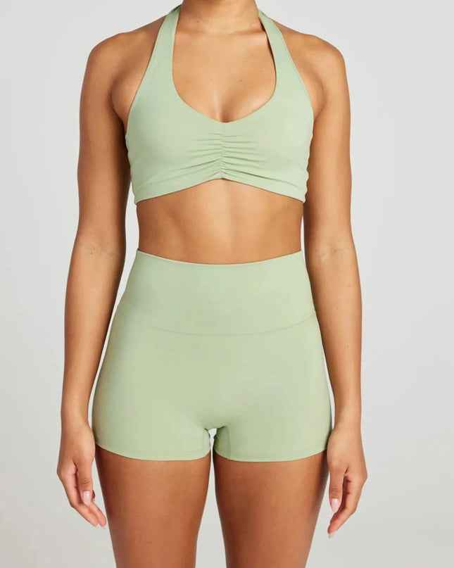 Halter Neck Cami and Shorts Active Set - Trendsi