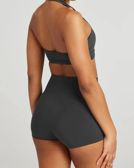 Halter Neck Cami and Shorts Active Set - Trendsi