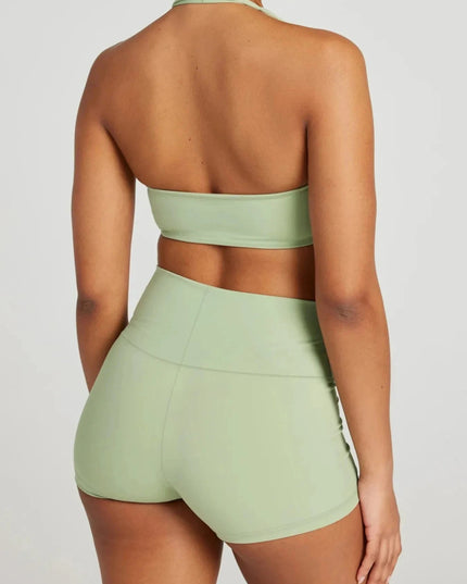 Halter Neck Cami and Shorts Active Set - Trendsi
