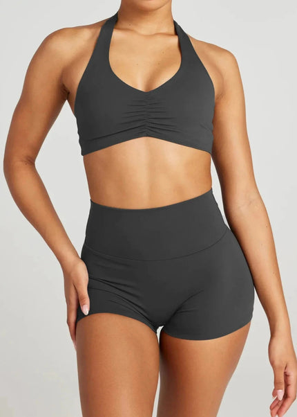 Halter Neck Cami and Shorts Active Set - Trendsi