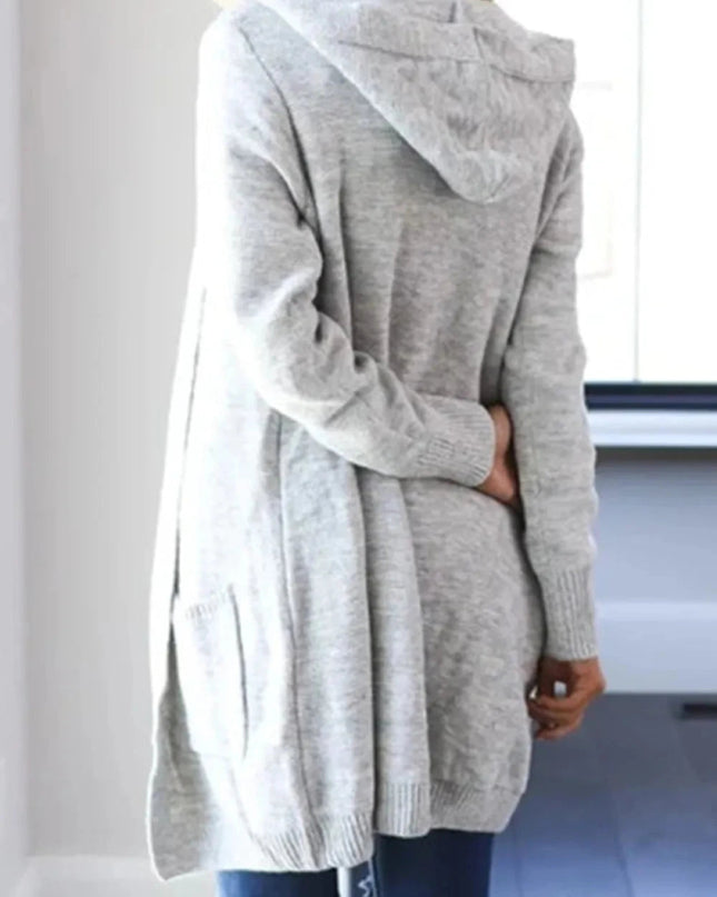 Heathered Open Front Cardigan with Pockets - Trendsi