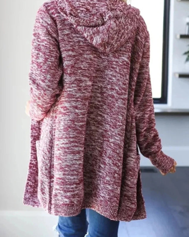 Heathered Open Front Cardigan with Pockets - Trendsi