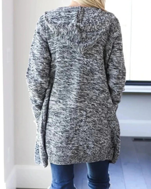Heathered Open Front Cardigan with Pockets - Trendsi