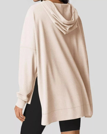 High - Low Hoodie with Kangaroo Pocket - Trendsi