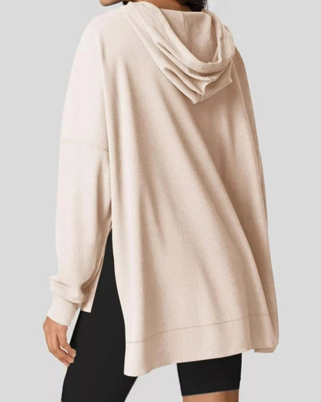 High - Low Hoodie with Kangaroo Pocket - Trendsi