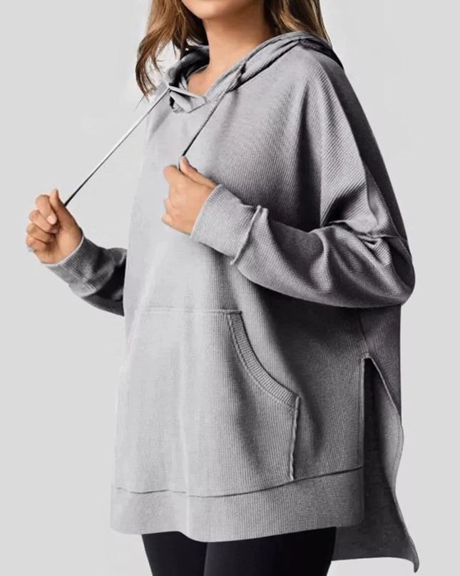 High - Low Hoodie with Kangaroo Pocket - Trendsi