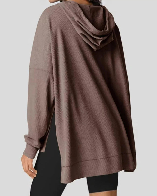 High - Low Hoodie with Kangaroo Pocket - Trendsi