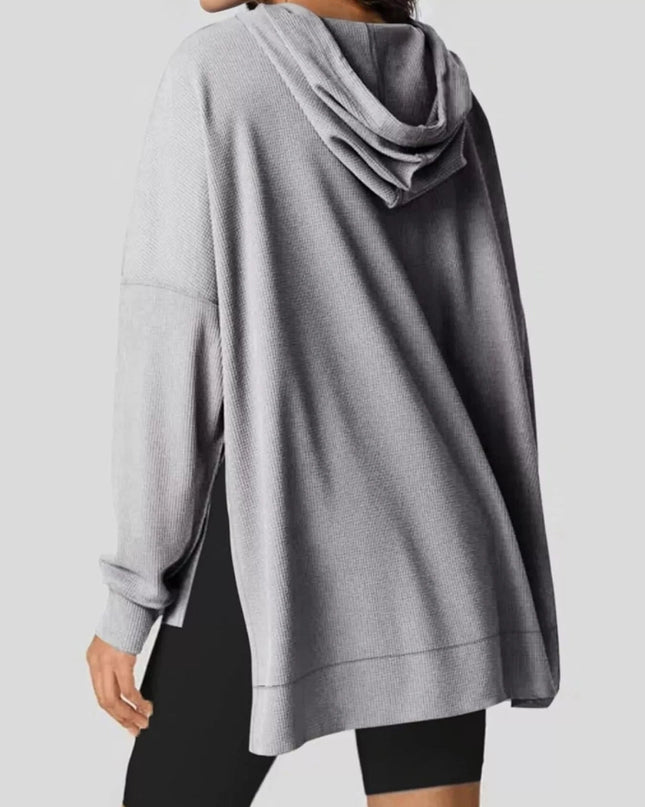 High - Low Hoodie with Kangaroo Pocket - Trendsi