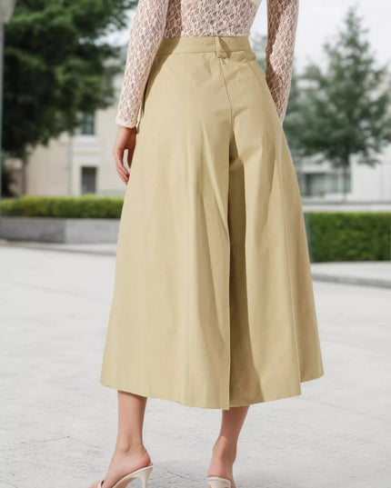 High - Waisted Pleated Wide - Leg Cropped Pants - Trendsi