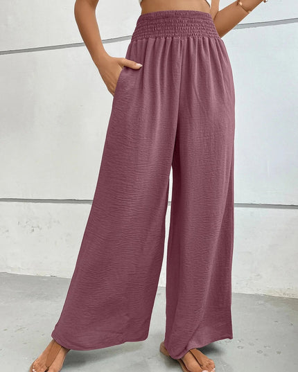 High - Waisted Wide Leg Pants - Trendsi