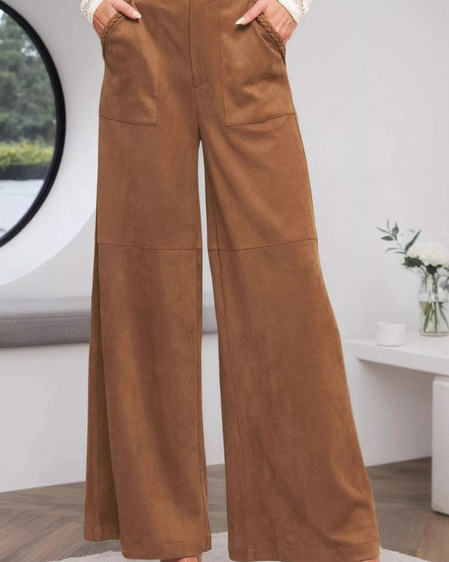 High - Waisted Wide Leg Pants - Trendsi