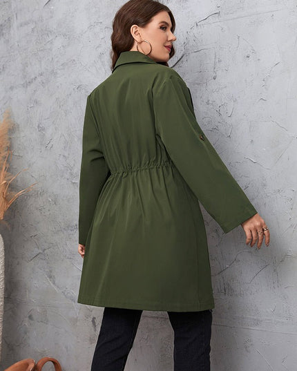 Honey Plus Size Lapel Collar Trench Coat