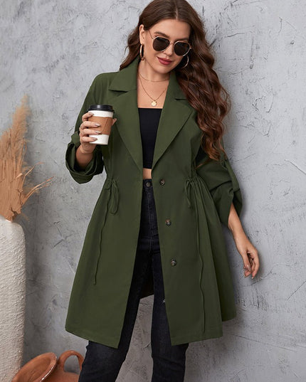 Honey Plus Size Lapel Collar Trench Coat