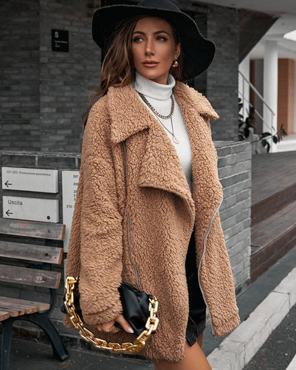 Ivy Lane Zip - Up Collared Teddy Jacket - Trendsi