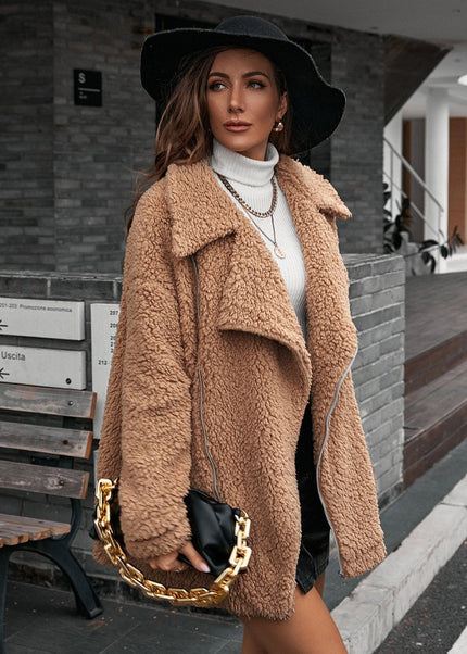 Ivy Lane Zip - Up Collared Teddy Jacket - Trendsi