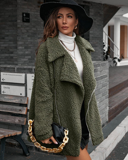 Ivy Lane Zip - Up Collared Teddy Jacket - Trendsi