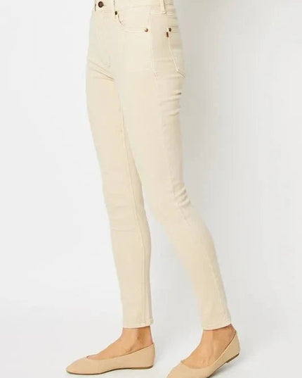 Judy Blue Full Size Garment Dyed Tummy Control Skinny Jeans - Trendsi