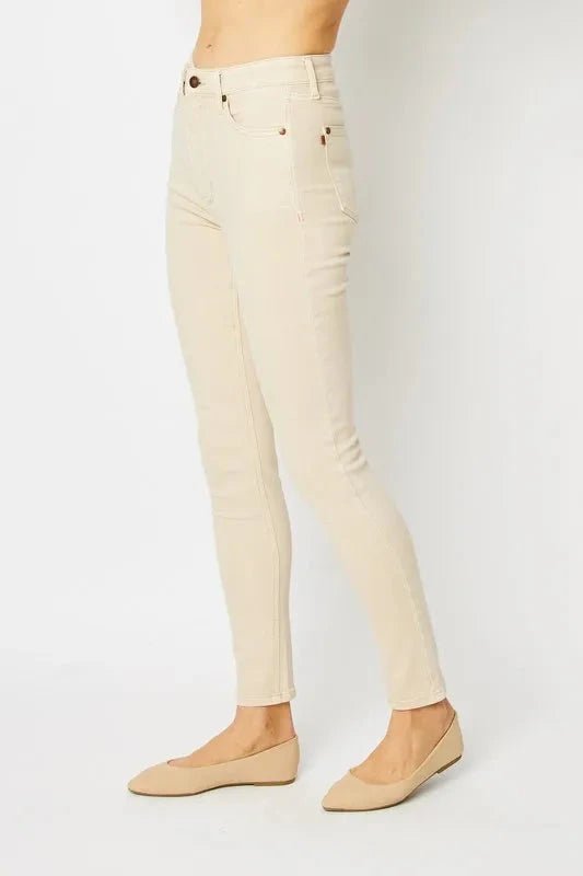 Judy Blue Full Size Garment Dyed Tummy Control Skinny Jeans - Trendsi