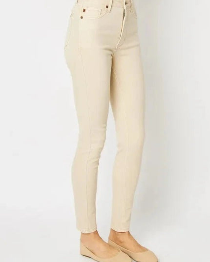 Judy Blue Full Size Garment Dyed Tummy Control Skinny Jeans - Trendsi