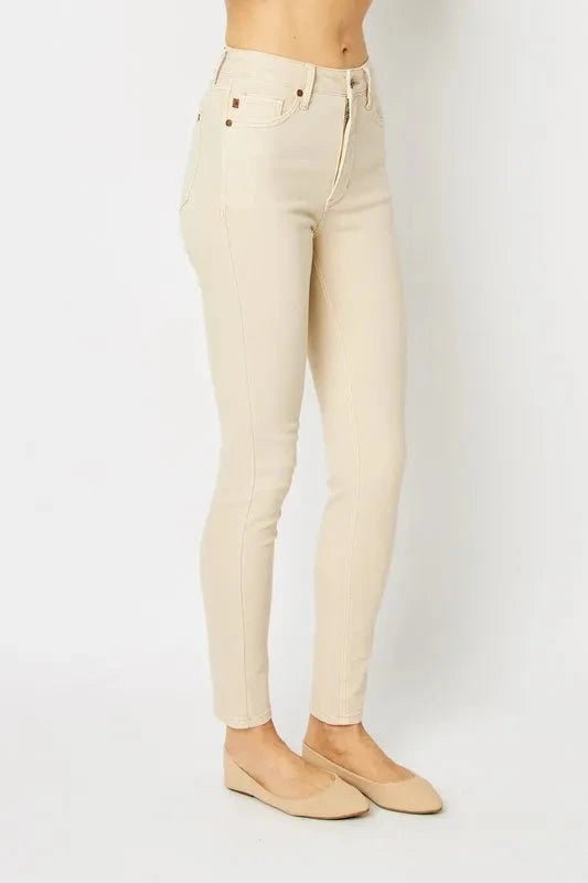 Judy Blue Full Size Garment Dyed Tummy Control Skinny Jeans - Trendsi