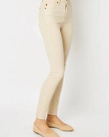 Judy Blue Full Size Garment Dyed Tummy Control Skinny Jeans - Trendsi