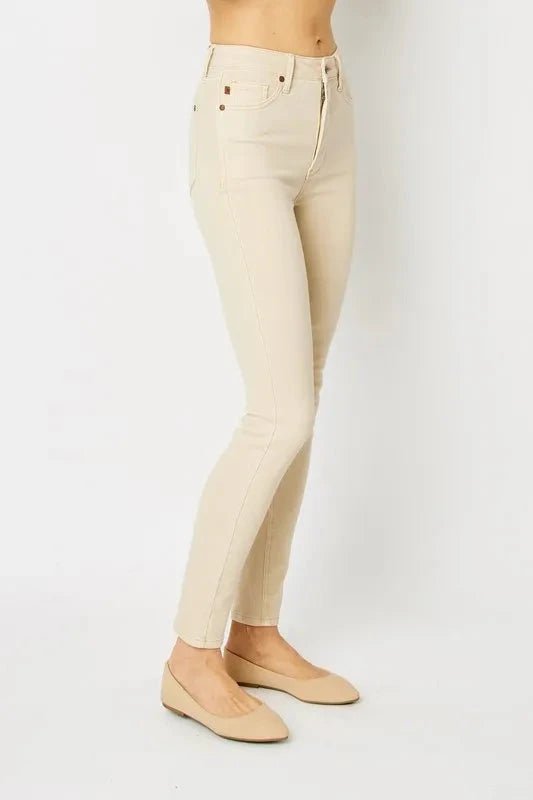 Judy Blue Full Size Garment Dyed Tummy Control Skinny Jeans - Trendsi
