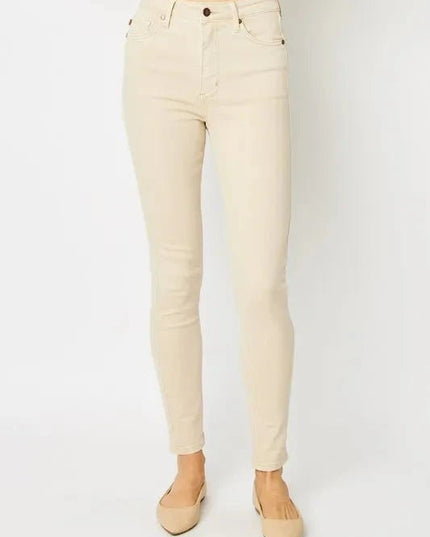Judy Blue Full Size Garment Dyed Tummy Control Skinny Jeans - Trendsi