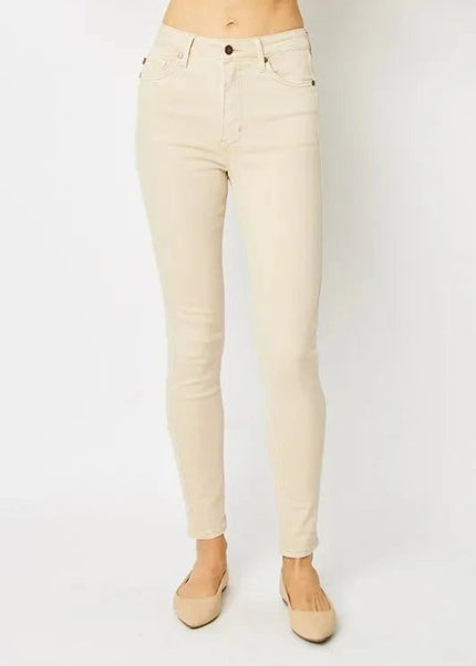 Judy Blue Full Size Garment Dyed Tummy Control Skinny Jeans - Trendsi