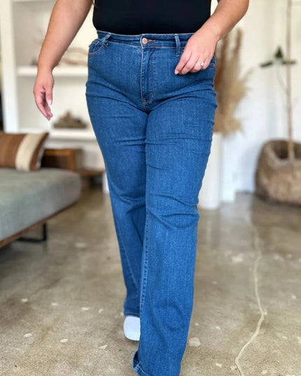 Judy Blue Full Size High Rise Straight Jeans - Trendsi