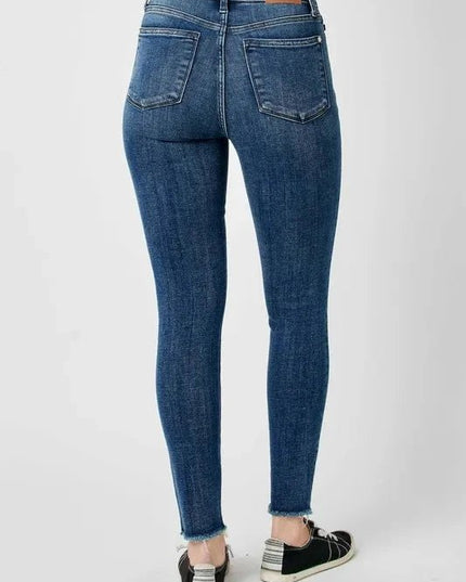 Judy Blue Full Size High Waist Distressed Skinny Jeans - Trendsi