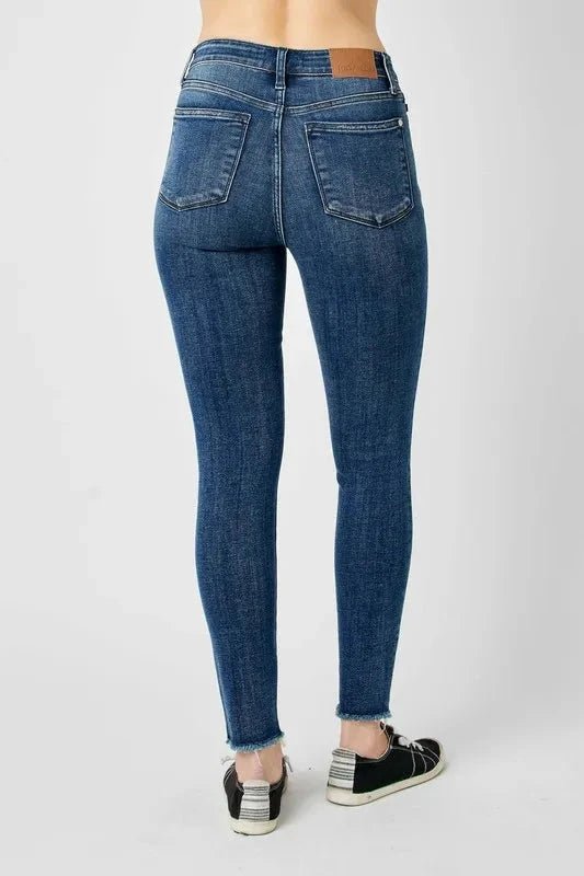 Judy Blue Full Size High Waist Distressed Skinny Jeans - Trendsi