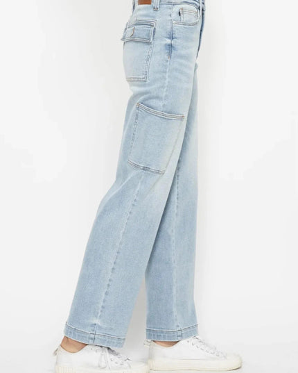 Judy Blue Full Size High Waist Straight Cargo Jeans - Trendsi