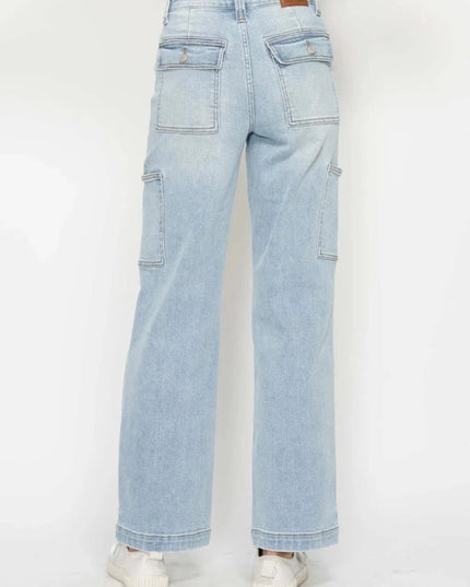 Judy Blue Full Size High Waist Straight Cargo Jeans - Trendsi