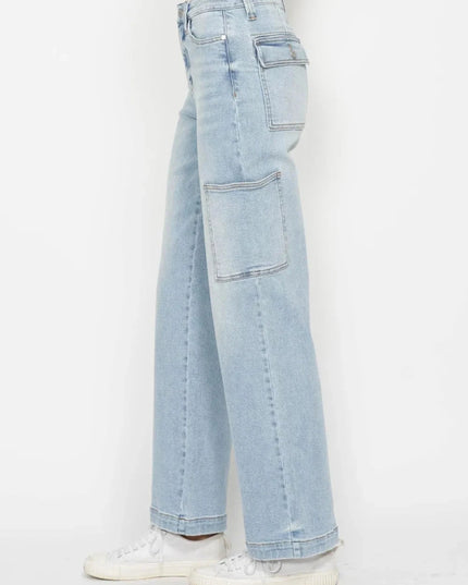 Judy Blue Full Size High Waist Straight Cargo Jeans - Trendsi