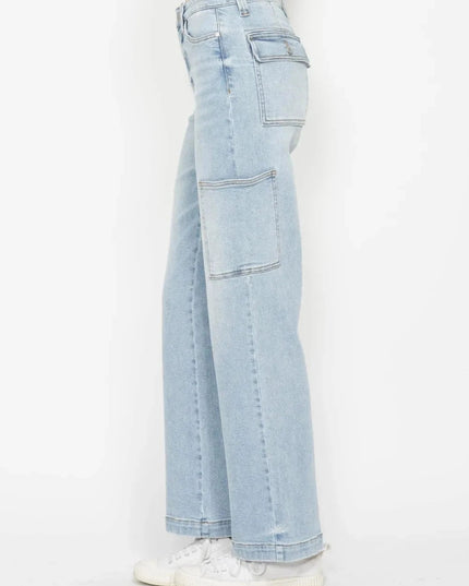 Judy Blue Full Size High Waist Straight Cargo Jeans - Trendsi