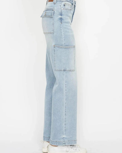 Judy Blue Full Size High Waist Straight Cargo Jeans - Trendsi