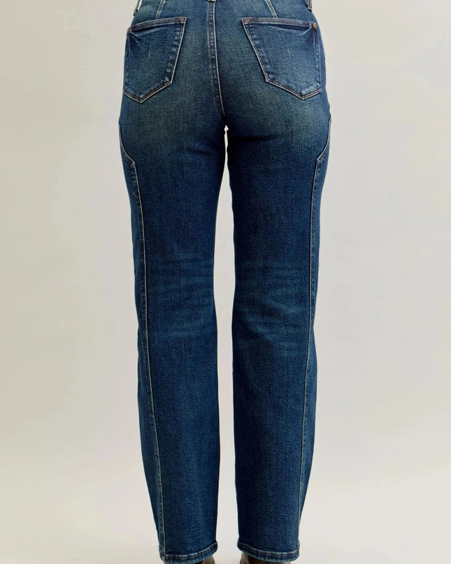 Judy Blue Full Size Seam Detail Straight Leg Jeans Plus Size - Trendsi