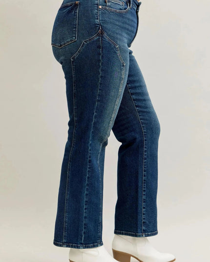 Judy Blue Full Size Seam Detail Straight Leg Jeans Plus Size - Trendsi