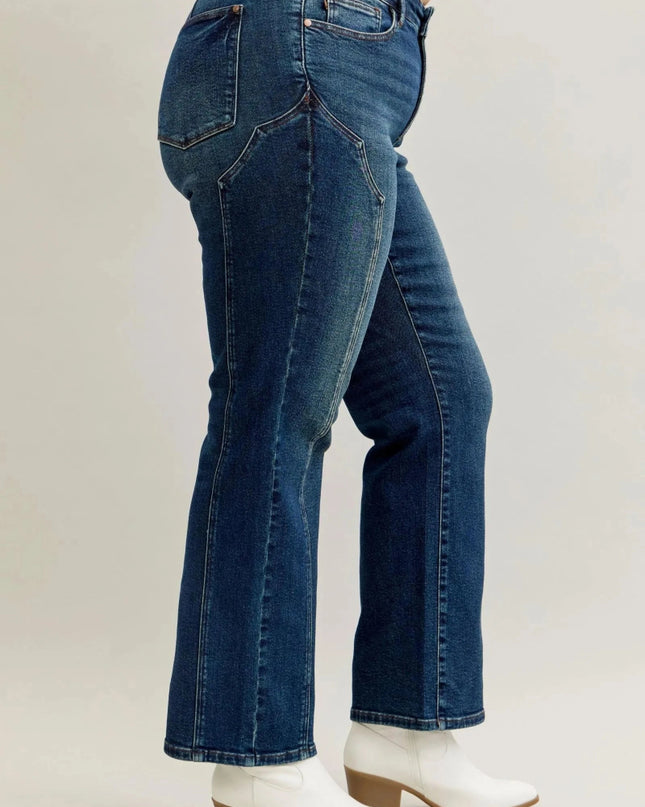 Judy Blue Full Size Seam Detail Straight Leg Jeans Plus Size - Trendsi