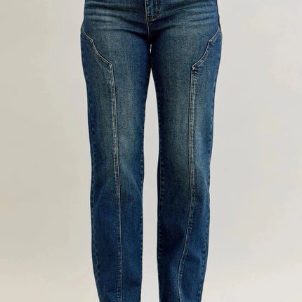Judy Blue Full Size Seam Detail Straight Leg Jeans Plus Size - Trendsi