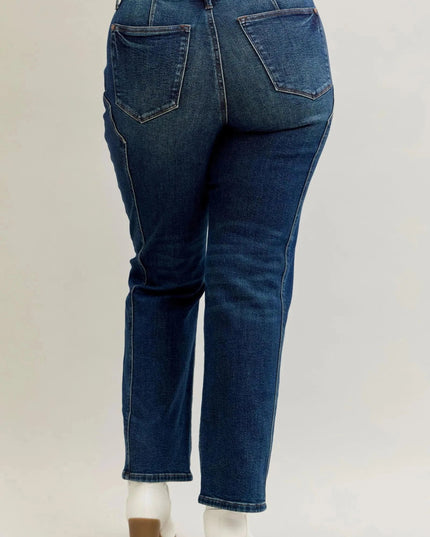 Judy Blue Full Size Seam Detail Straight Leg Jeans Plus Size - Trendsi