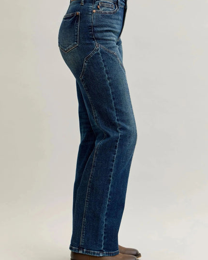 Judy Blue Full Size Seam Detail Straight Leg Jeans Plus Size - Trendsi