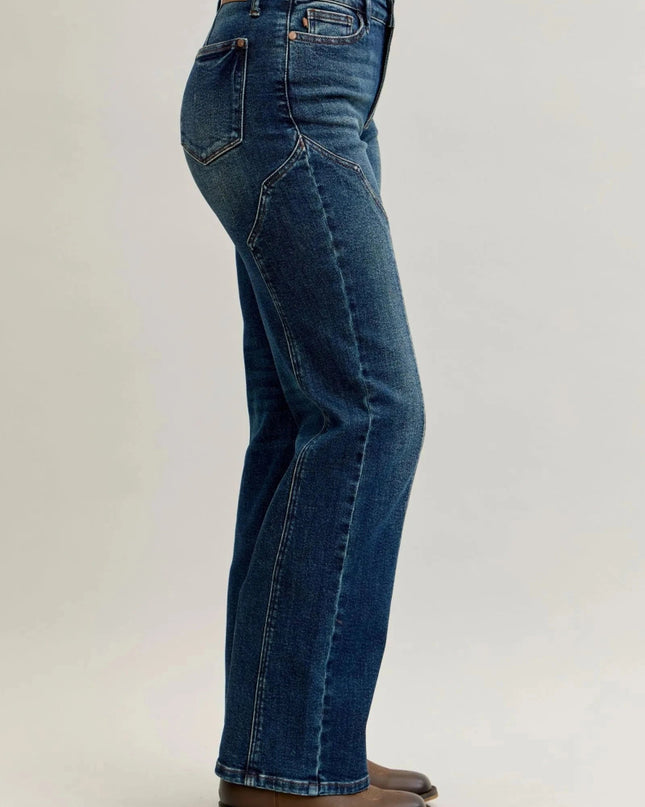 Judy Blue Full Size Seam Detail Straight Leg Jeans Plus Size - Trendsi