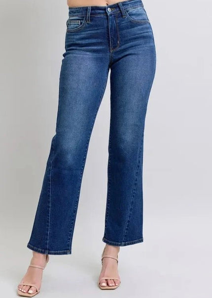 Judy Blue Full Size Side Seam Detail Straight Jeans with Pockets - Trendsi