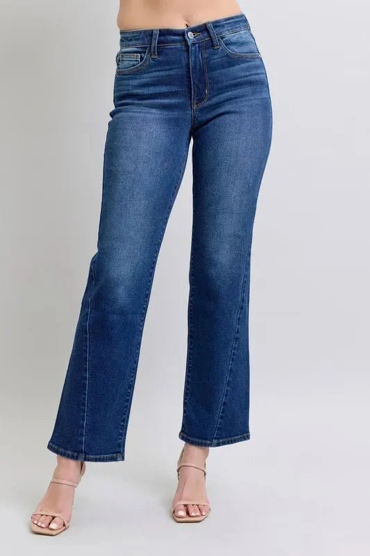 Judy Blue Full Size Side Seam Detail Straight Jeans with Pockets - Trendsi
